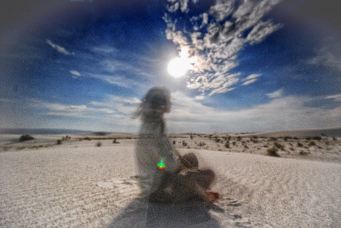 Ghostly Long-Exposure Self-Portrait, White Sands National Monument, NM