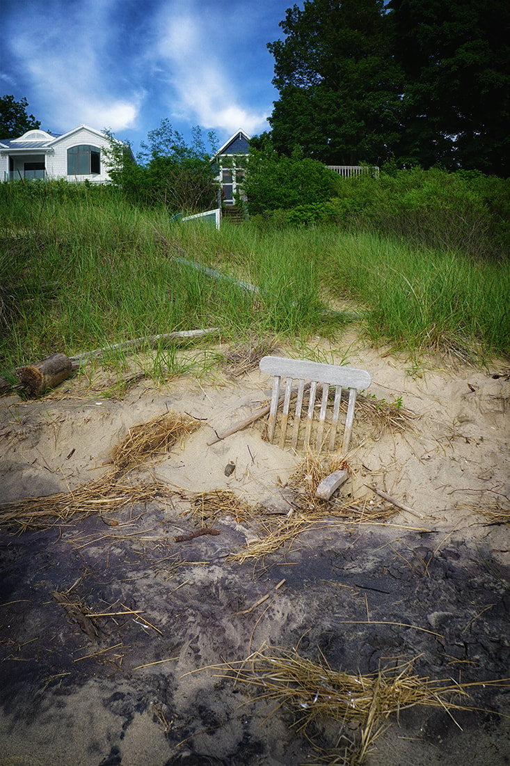 Chair Buried in Sand, Lake Michigan