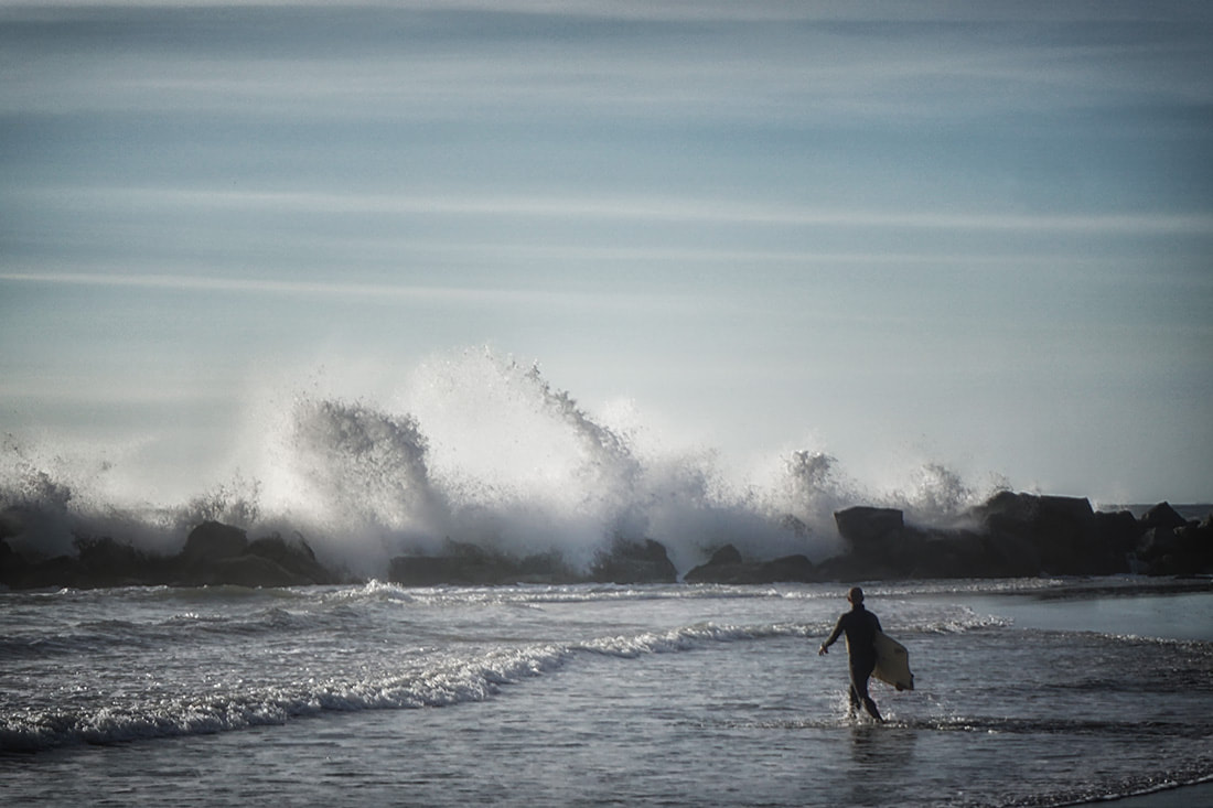 Surfer and Crashing Waves, Venice Beach, CA